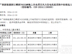 3家整機商入圍！中廣核252MW海上風電項目公示